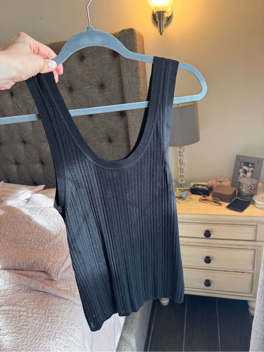 Veronica Beard Black Ribbed Knit Tank Camisole